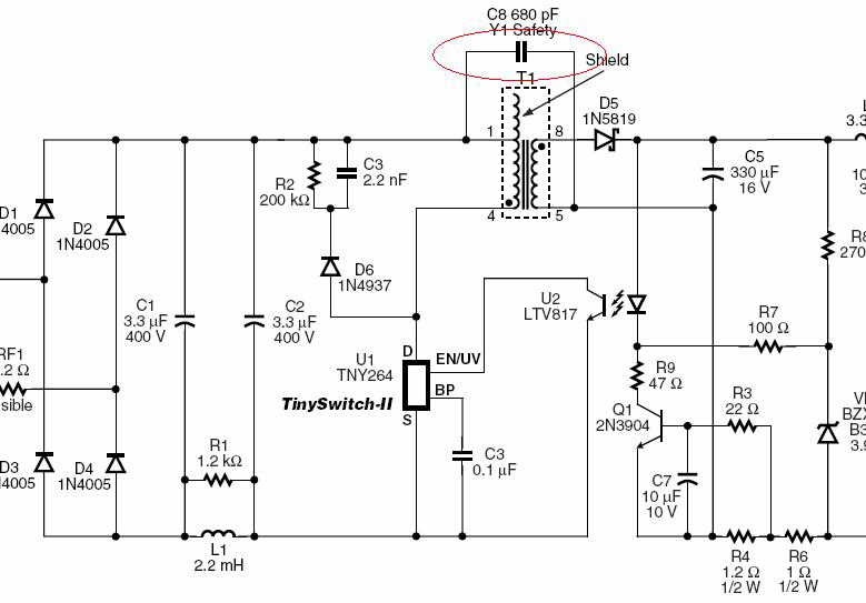 Tny256pn схема включения